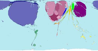 Mapa del mundo que refleja ingresos por regal�as